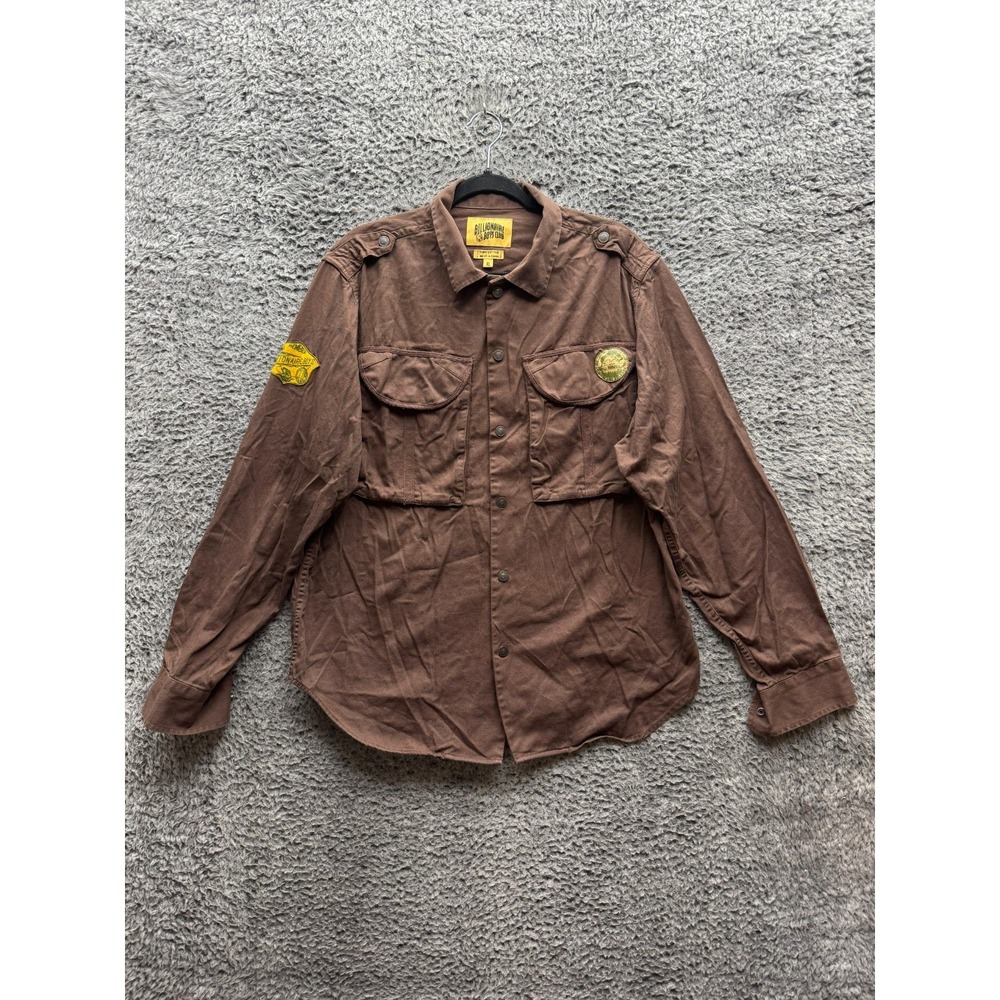 Billionaire Boys Club Cotton Twill Button-Up Long Sleeve Work Shirt Brown Men XL
